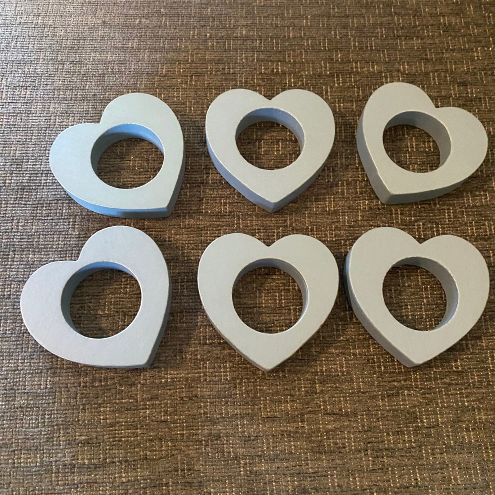 Unbranded‎ Napkin Rings Set of 6 Excellent Heart Shaped Wood Decor